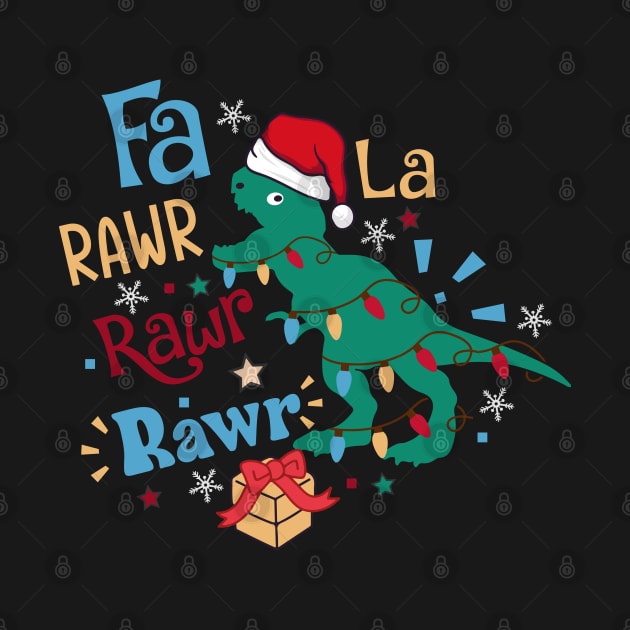 Fa La Rawr Christmas Dinosaur by JDVNart