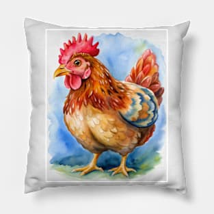 Watercolor Egger Chicken Pillow