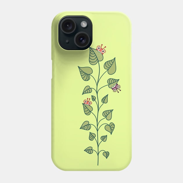 Cute Bugs Eat Green Plant Nature Lover Phone Case by Boriana Giormova