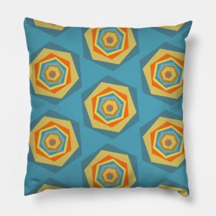 Hexagons Vintage Geometric Pattern Pillow