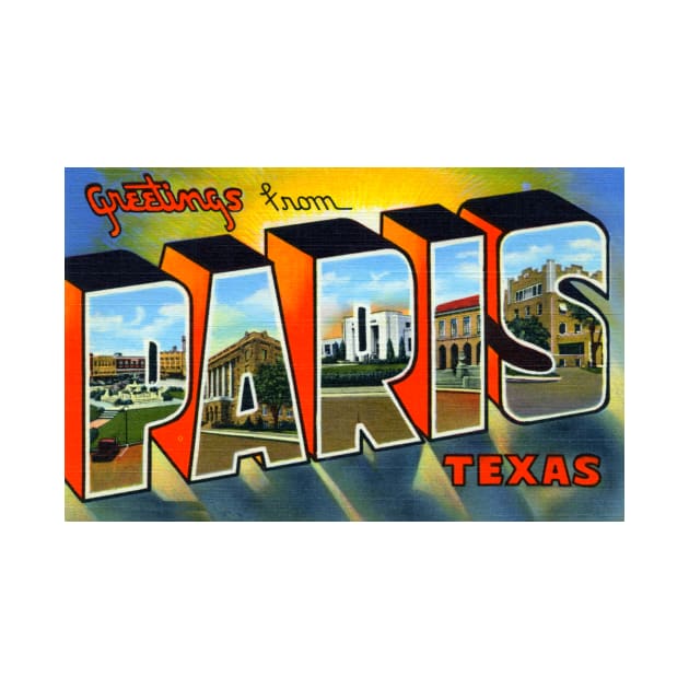 Greetings from Paris, Texas - Vintage Large Letter Postcard by Naves