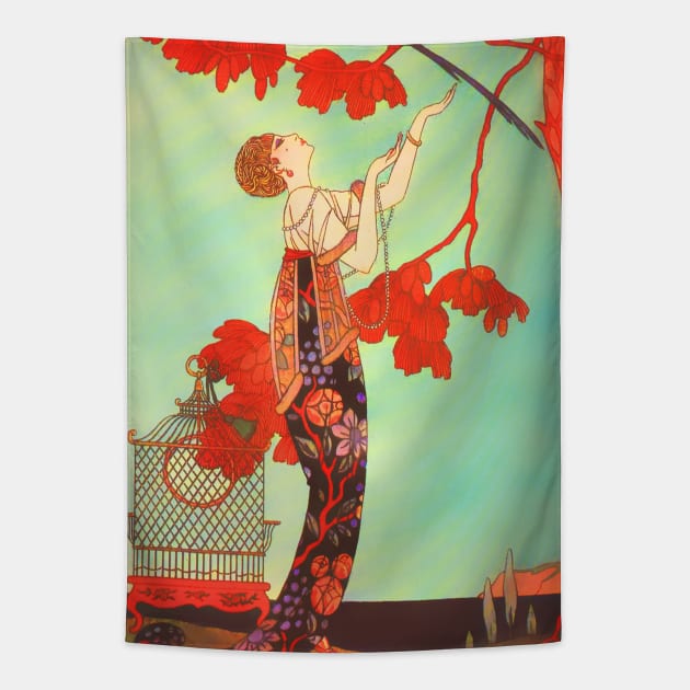 Art Deco 1920s Vintage Lady Tapestry by AlondraHanley