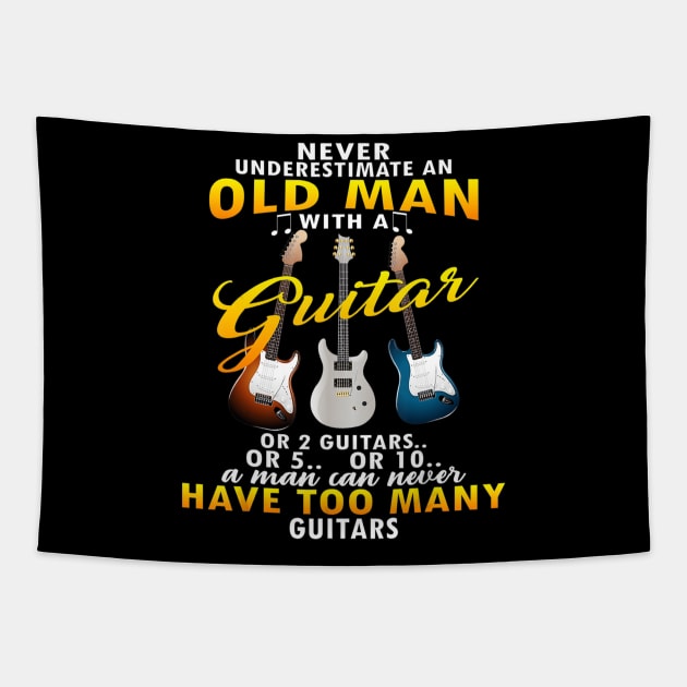 Never Underestimate An Old Man With A Guitar Tapestry by LaurieAndrew