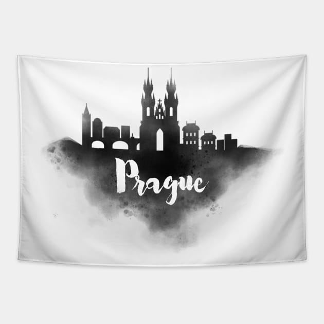 Prague watercolor Tapestry by kursatunsal