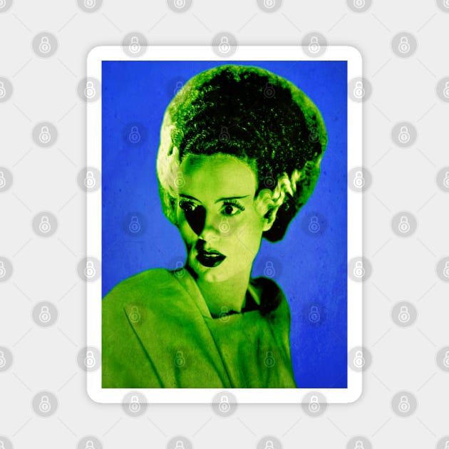 Blue and Green Bride of Frankenstein Magnet by OrionLodubyal