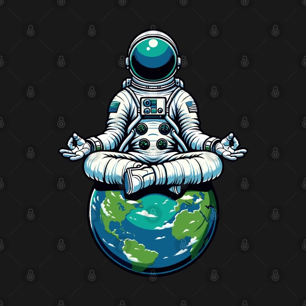Meditating Astronaut Earth Spaceman Astronomer Cosmos by starryskin