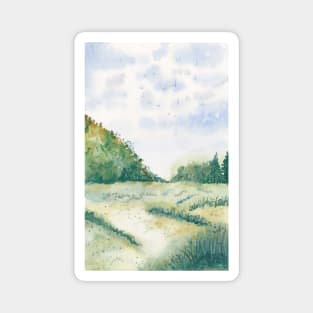 Watercolor Green Fields Magnet