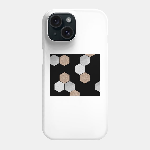 Black geometric marble and rose gold Phone Case by marbleco