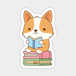 Cute Corgi Loves To Read Books Magnet