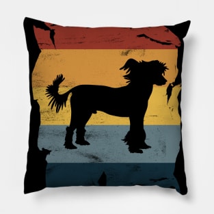 Chinese Crested Distressed Vintage Retro Silhouette Pillow