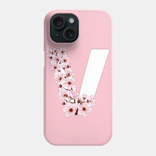 Colorful capital letter V patterned with sakura twig Phone Case