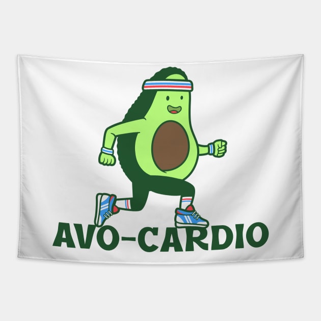 Avo Cardio - Funny Avocado Fitness Tapestry by lildoodleTees