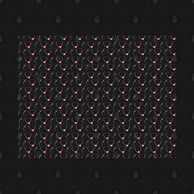 Love pattern pink and white with black background, isolate by Degiab