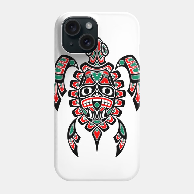 Red and Black Haida Spirit Sea Turtle Phone Case by jeffbartels