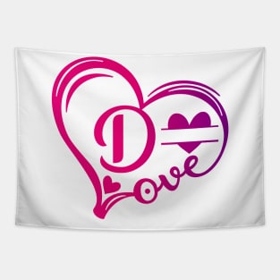 letter d monogram in the shape of love Tapestry