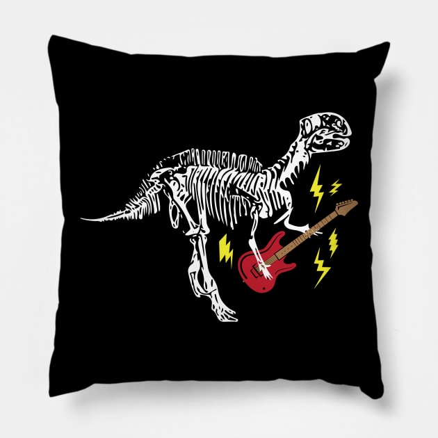 Dinosaur Playing Guitar Pillow by phughes1980