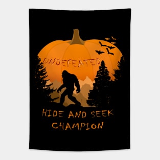 Halloween Bigfoot Hide And Seek Champion Tapestry