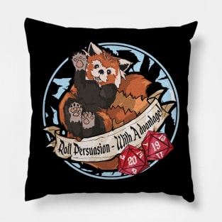 Dnd Red Panda "Roll Persuasion With Advantage" Cute D20 Dungeon Master Pillow