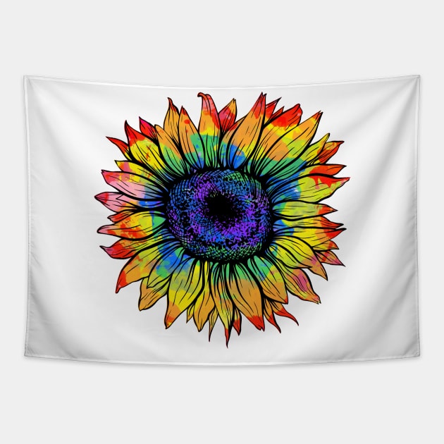 Tie Dye Sunflower Tapestry by PolkaDotsShop