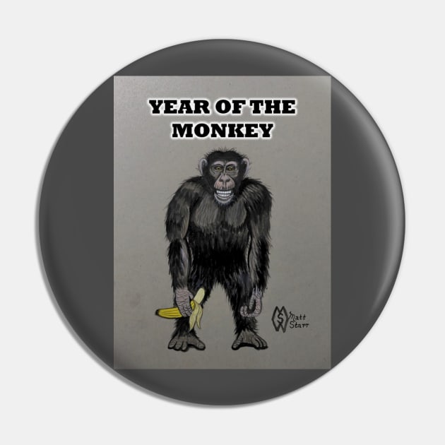 Year of the Monkey Pin by Matt Starr Fine Art