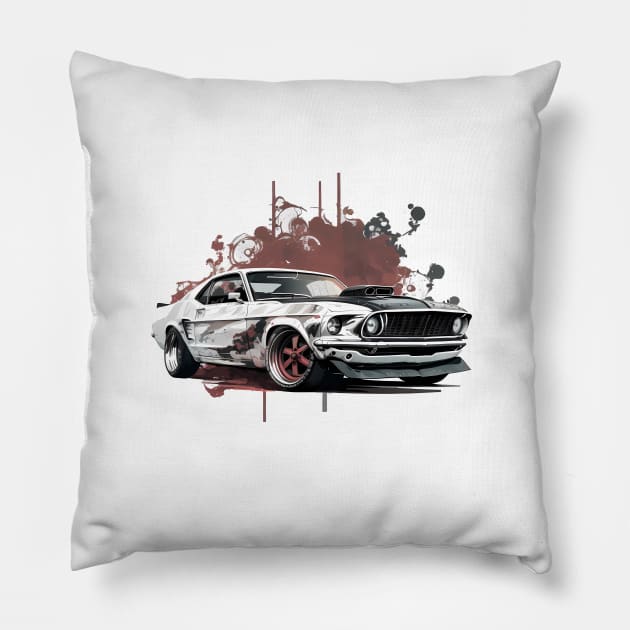 Ford Mustang Boss 429 T-Shirt Pillow by mrsticky