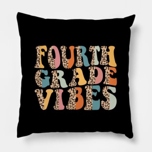 Funny Leopard Fourth Grade Vibes Retro Back To School Pillow