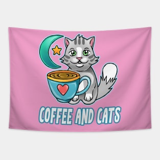 Coffee and Cats funny cute cats coffee lovers Tapestry