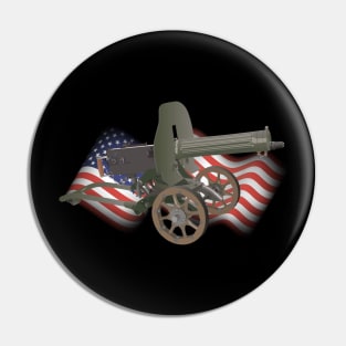 Maxim Gun with US Flag Pin