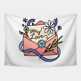 Love Letter with Flowers Tapestry