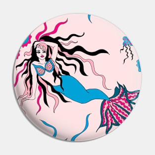 Pink and Blue Mermaid Pin