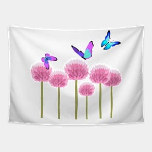 Butterflies over allium flowers Tapestry