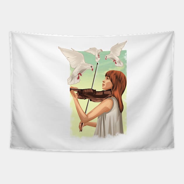 The Lovable Violin Girl Tapestry by siddick49