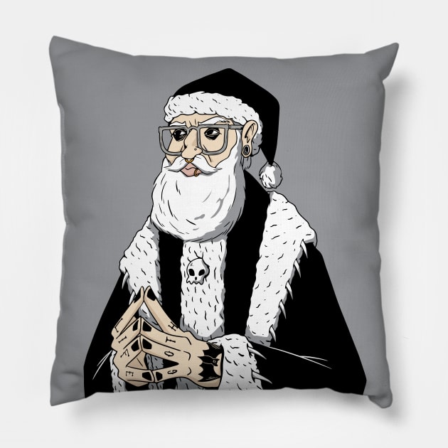 Funny Goth Santa Claus Sketch Pillow by SLAG_Creative