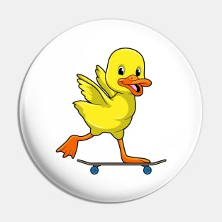 Duck as Skater with Skateboard Pin