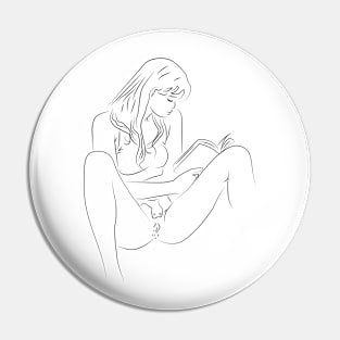 Reading Naked - Erotic Illustration Pin