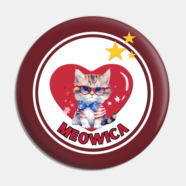 A meowica cute kitty cat with glasses on 4th of July with heart Pin by Shean Fritts 