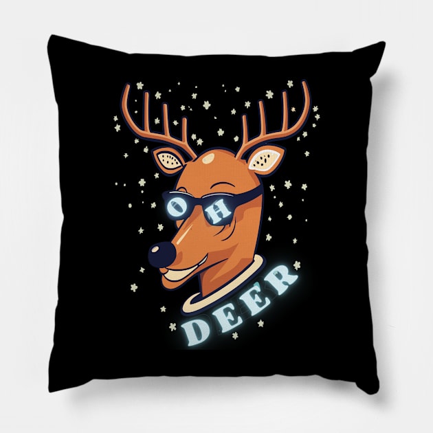 Sunglasses Deer: Forest Coolness, Trendy Elegance Pillow by Tee Trendz