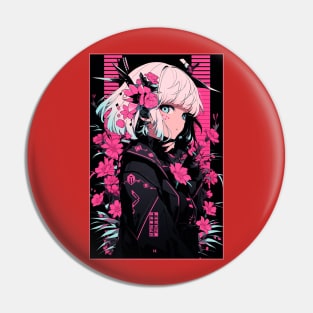 Aesthetic Anime Girl Pink Rosa Black | Quality Aesthetic Anime Design | Chibi Manga Anime Art Pin