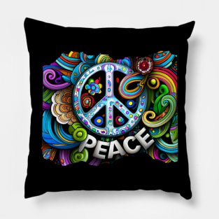 Rainbow PEACE Symbol Pillow