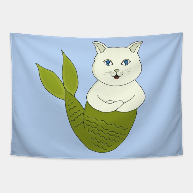 Mercat Purrmaid Merman Fish Cat Tapestry by DiegoCarvalho