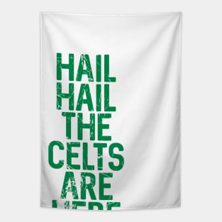 Hail Hail The Celts Are Here, Glasgow Celtic Football Club Green Distressed Text Design Tapestry