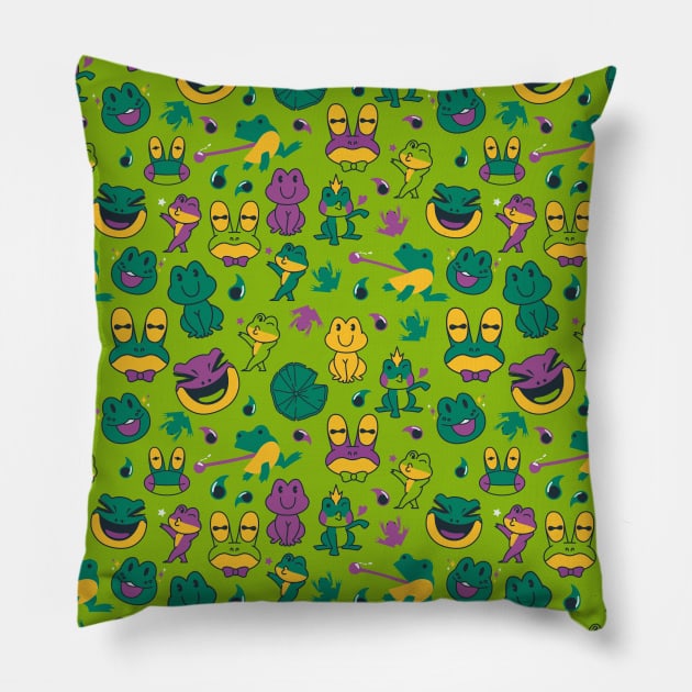 Frog Pattern by Tobe Fonseca Pillow by Tobe_Fonseca