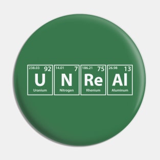 Unreal (U-N-Re-Al) Periodic Elements Spelling Pin