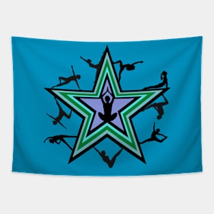 Exercise Figures on a Multicolored Star Tapestry