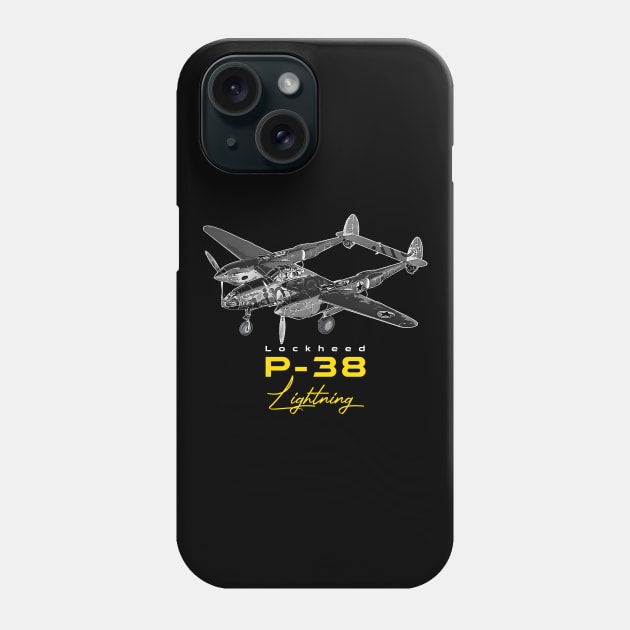 Lockheed P-38 Lightning American fighter Bomber Aircraft Phone Case by aeroloversclothing