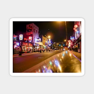 Beale Street at night, Downtown Memphis, Tennessee, USA Magnet