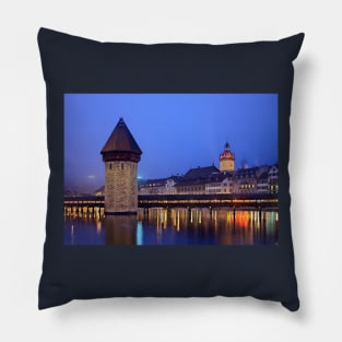 Foggy night in Lucerne Pillow