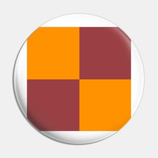 Fire Orange and Red Checkerboard Pattern Pin