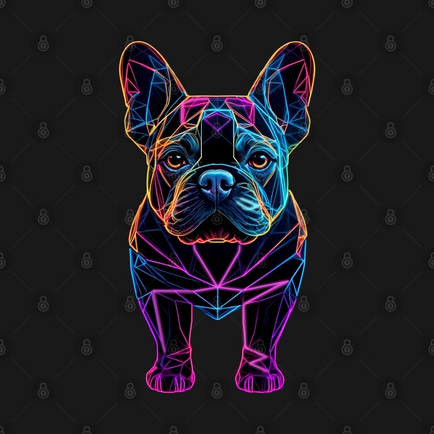 Geometric Neon Lines French Bulldog by CandyApparel