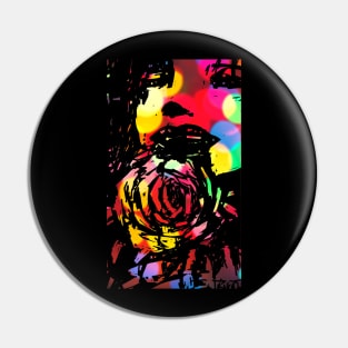 woman with rose bokeh design Pin